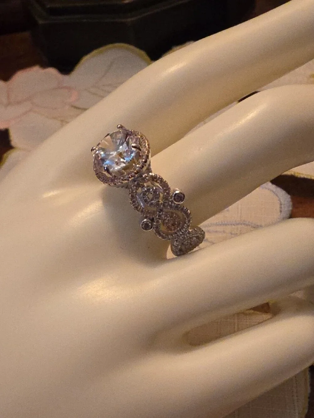 Bella Luce(R) Rhodium Over Silver And Eterno(TM) Rose Ring Size 10